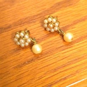 Imitation pearl, post back earrings